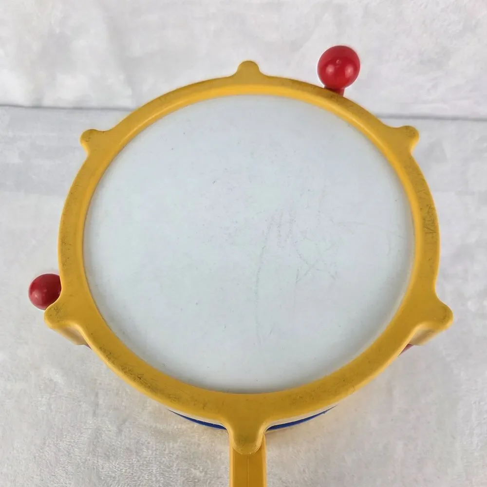 Vintage Little Tikes Rhythm Drum Turn Crank Drumstick Music Blue Yellow Red Toy